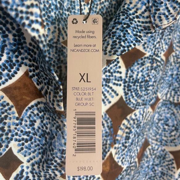 NIC+ZOE Sand Dollar Devon Dress Women's XL Blue Multi Knee Length Pockets NEW - Picture 7 of 9